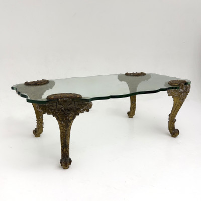 Image for Lot Maison Jansen (attributed) - A Louis XV Style Gilt-Wood and Glass Coffee Table