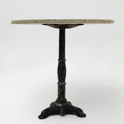 A Continental Style Breccia Marble-Top and Cast-Iron Bistro Table
