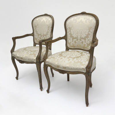 Image for Lot A Pair of Louis XV Style Carved Beechwood Fauteuils