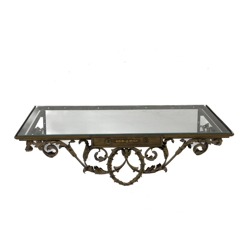 A Neoclassical Style Iron Hanging Console Table
