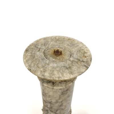 Continental Classical Revival Alabaster Column and Cast Iron Urn