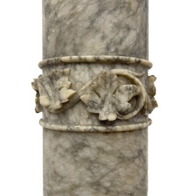 Continental Classical Revival Alabaster Column and Cast Iron Urn