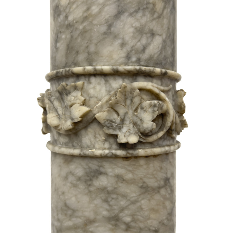 Continental Classical Revival Alabaster Column and Cast Iron Urn