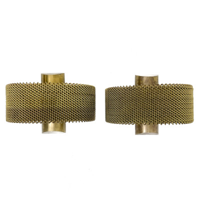 Image for Lot A Pair of Art Moderne Three-Light Bronze Sconces