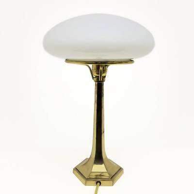 Image for Lot A Secessionist Style Brass and Glass Table Lamp, In the Style of Josef Hoffmann