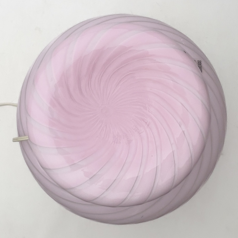 Vetri Murano Mushroom Pink Swirl Glass Table Lamp