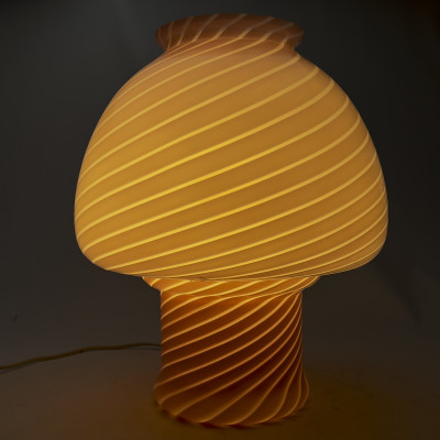 Vetri Murano Mushroom Pink Swirl Glass Table Lamp