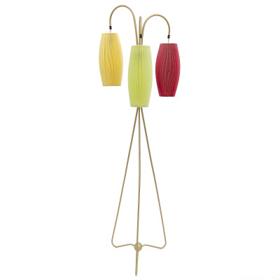 Image for Lot Mid-Century Modern Three-Light Tripod Floor Lamp