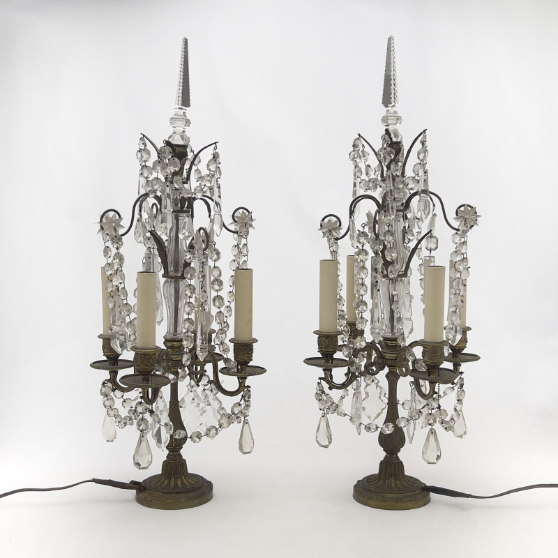 A Pair of Neoclassical Style Electrified Candelabra Table Lamps