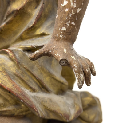 Baroque Style Electrified Polychrome Giltwood Angel Lamp