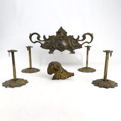 Assembled Brass Lighting, Ormolu Mount, and Jardinière Group
