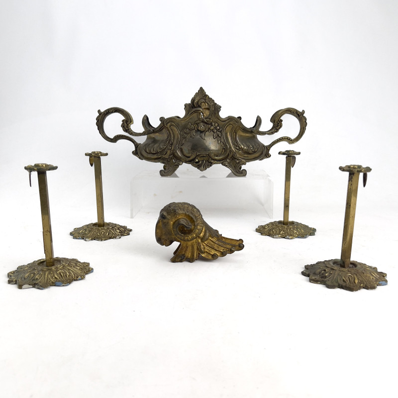 Assembled Brass Lighting, Ormolu Mount, and Jardinière Group