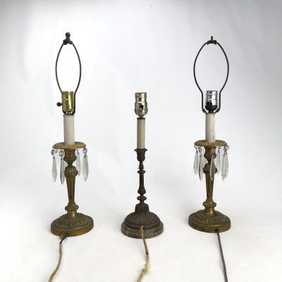 Assembled Brass Lighting, Ormolu Mount, and Jardinière Group