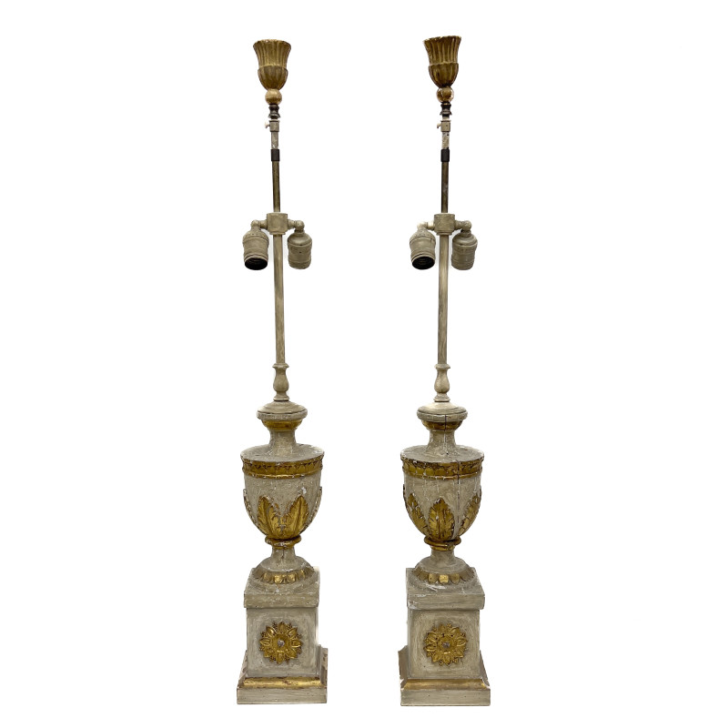 Neoclassical Style Giltwood and Gesso Urn-Form Table Lamps
