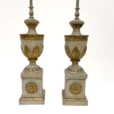 Neoclassical Style Giltwood and Gesso Urn-Form Table Lamps