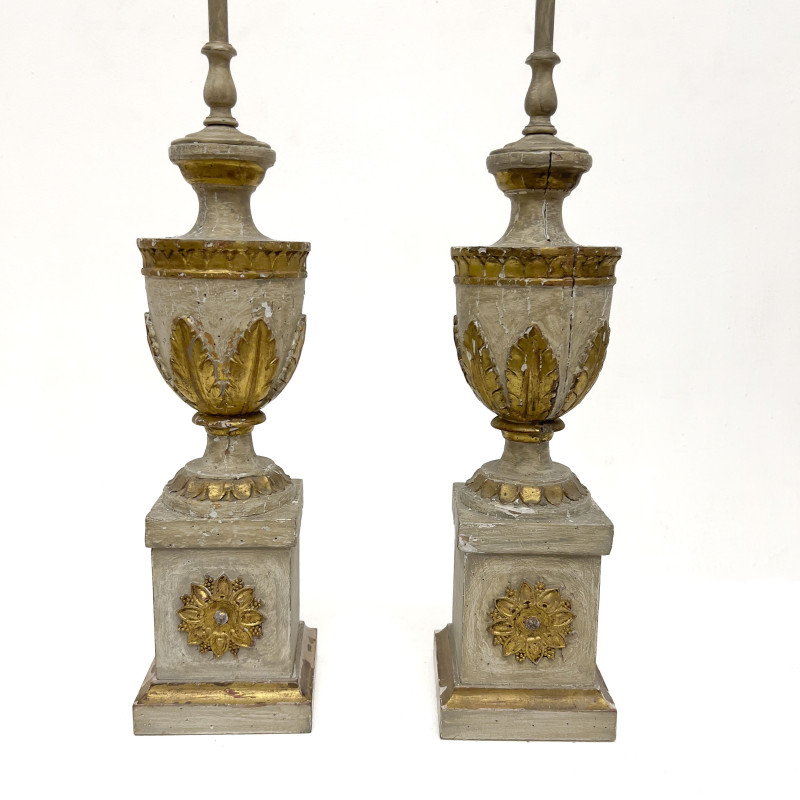 Neoclassical Style Giltwood and Gesso Urn-Form Table Lamps