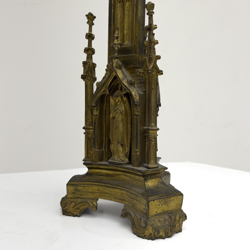 A Pair of Gothic Revival Gilt-Bronze Pricket Candlesticks