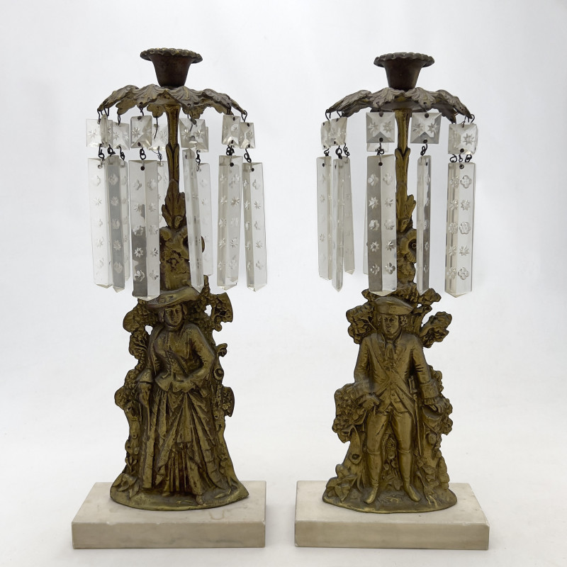 Assembled Group of Brass and Silver Candlesticks