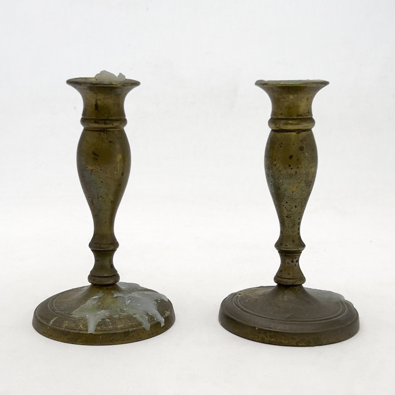 Assembled Group of Brass and Silver Candlesticks
