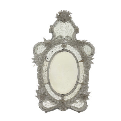 Image for Lot Venetian Etched Glass Mirror