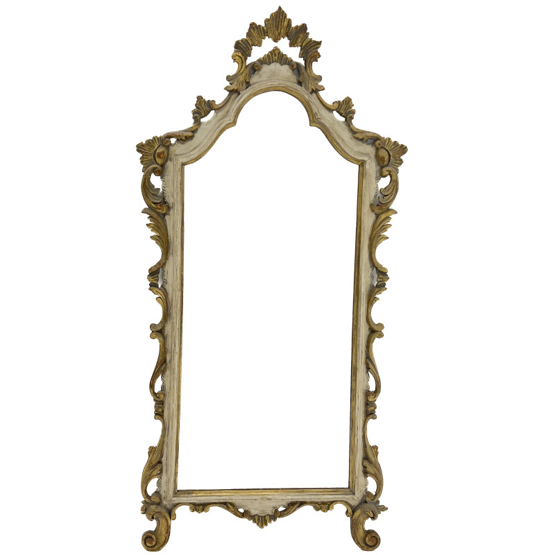 A Venetian Rococo Style Painted and Parcel-Gilt Wall Mirror