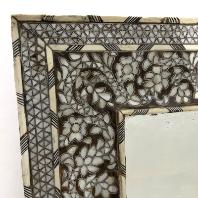 Syrian Bone and Mother-of-Pearl Inlaid Wall Mirror