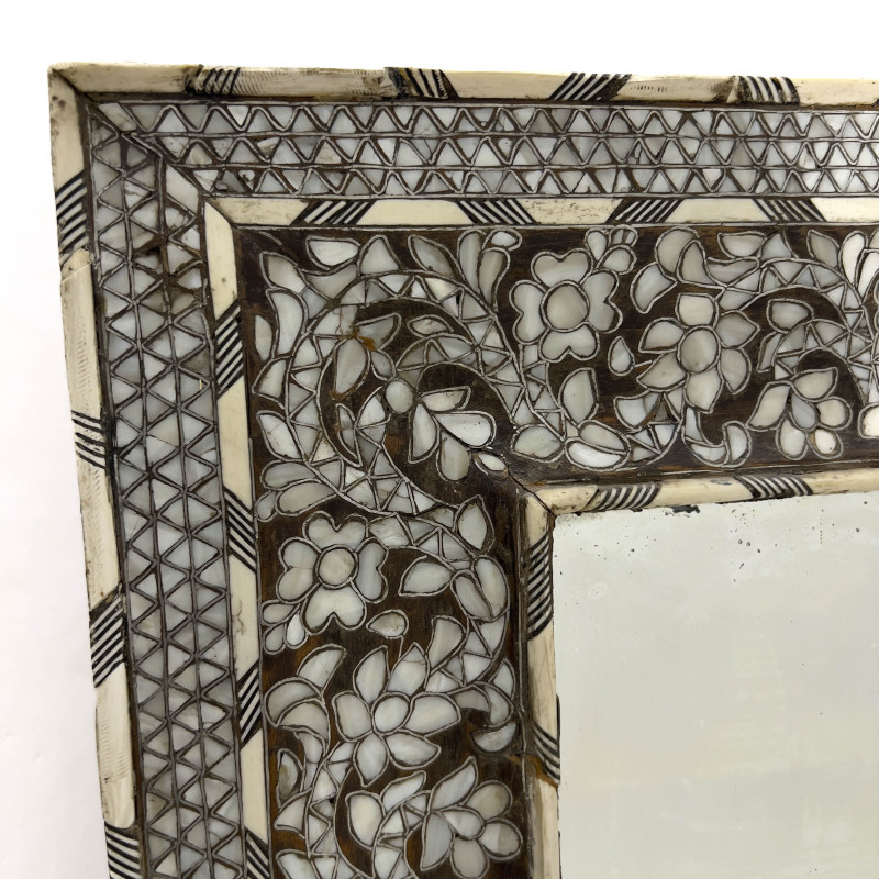 Syrian Bone and Mother-of-Pearl Inlaid Wall Mirror