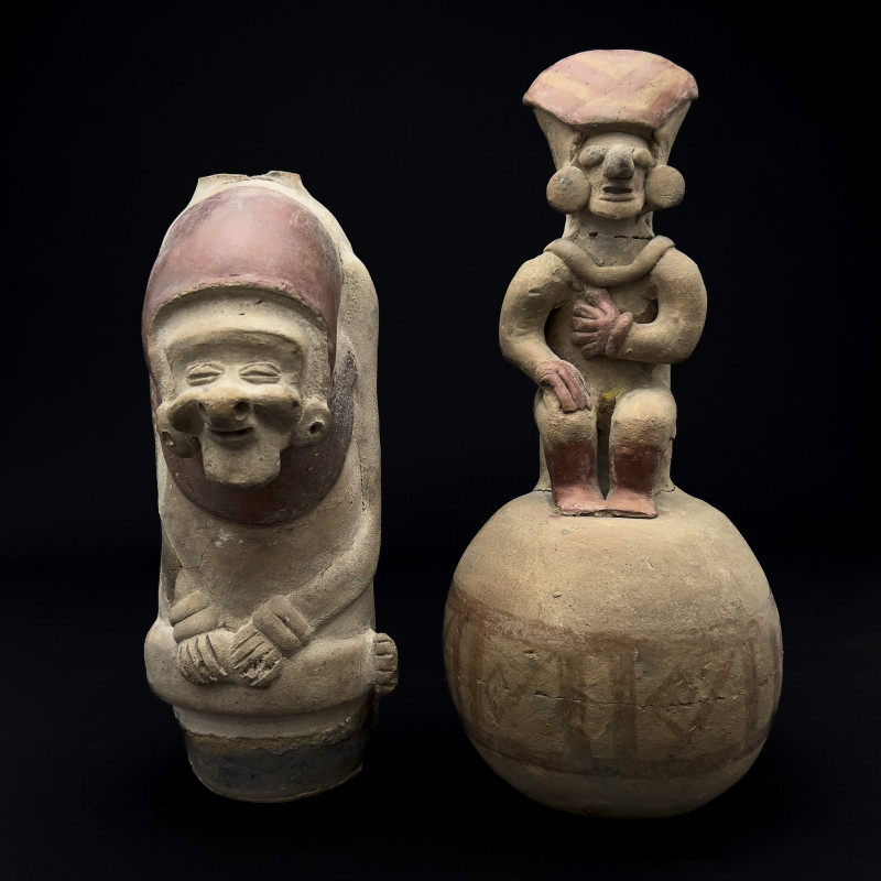 Two Pre-Columbian Ecuadorian Style Ceramic Figural Vessels