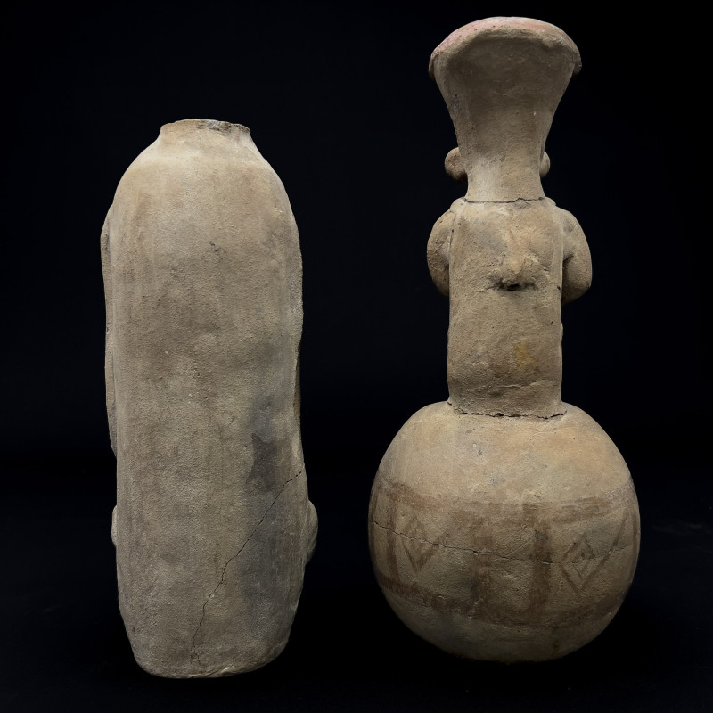Two Pre-Columbian Ecuadorian Style Ceramic Figural Vessels