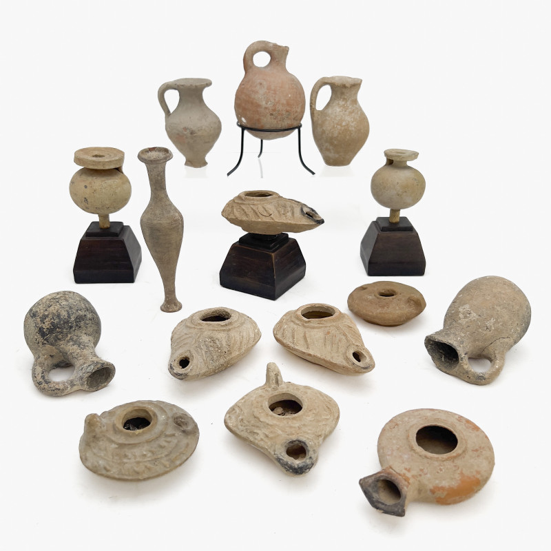 An Extensive Collection of Ancient Terracotta Oil Lamps and Vessels