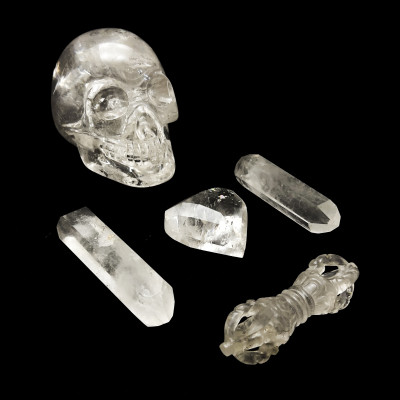 Image for Lot Rock Crystal Skull, varja scepter and other specimens.