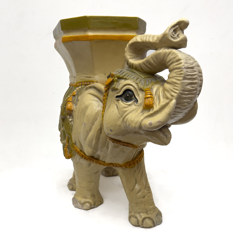 Italian Glazed Terracotta Elephant Garden Seat