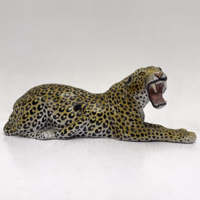 Image for Lot A Large Mid-Century Italian Majolica Glazed Terracotta Sculpture of a Leopard