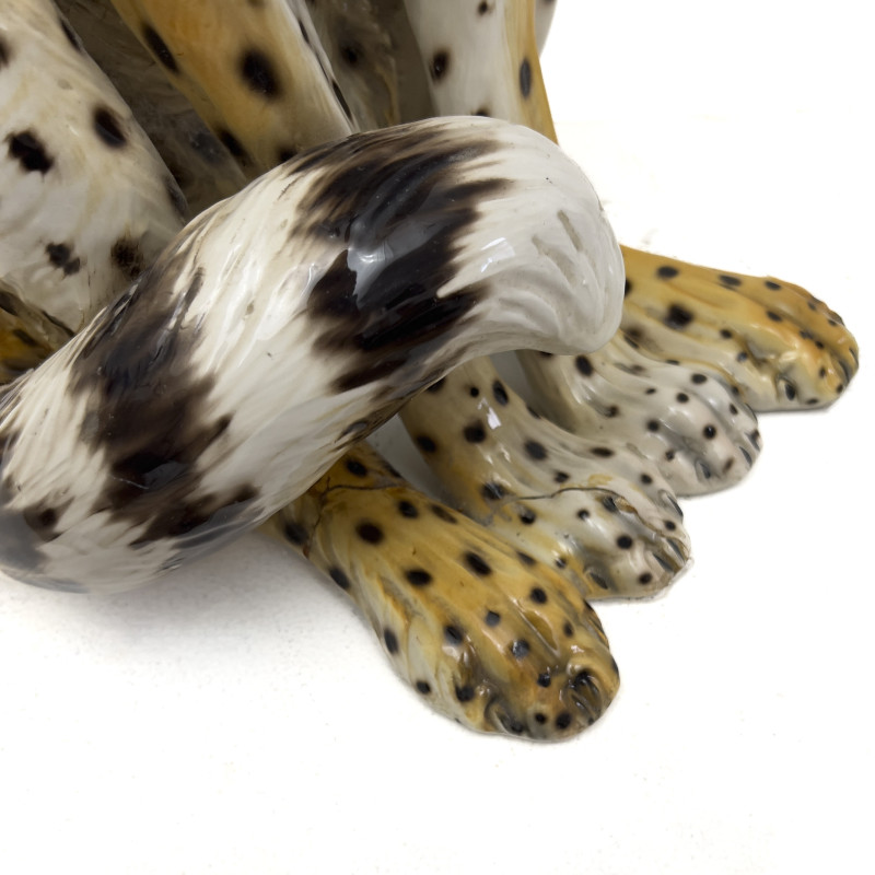 Ronzan - Polychrome Glazed Ceramic Seated Cheetah