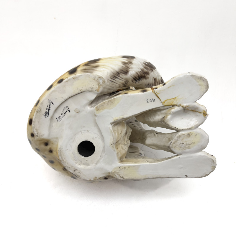 Ronzan - Polychrome Glazed Ceramic Seated Cheetah