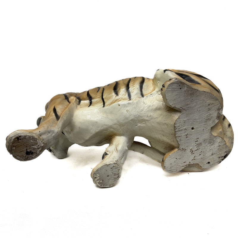 Polychromed Plaster over Composition Wood Tiger and Two Wooden Zebra