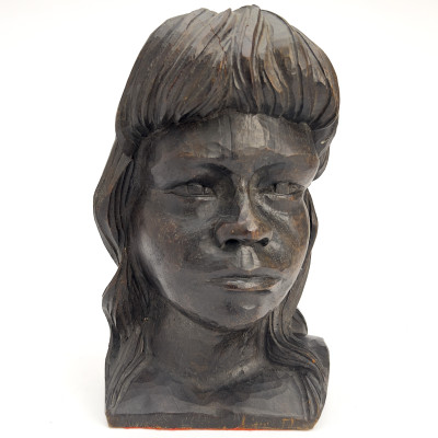 Image for Lot Antonio Zeppellini - Carved Wood Portrait of a Woman