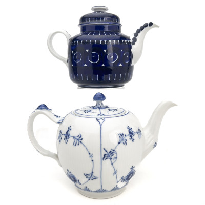 Image for Lot Blue and White Porcelain Teapots, Royal Copenhagen and Arabia