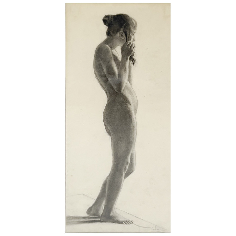 possibly Alphonse Legros - Untitled (Nude Figure)