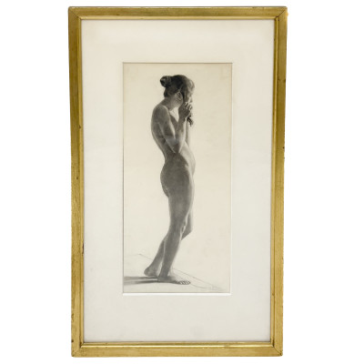 possibly Alphonse Legros - Untitled (Nude Figure)