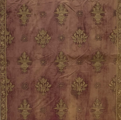 A Continental Embroidered Silk Velvet Panel