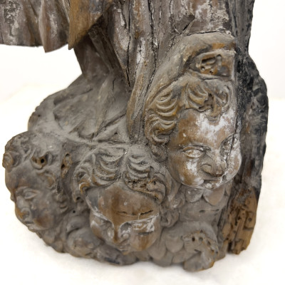 Gothic Style Carved Wood Figure of a Saint with Asian Physiognomy