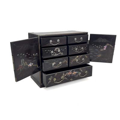 Collection of Asian Lacquered Wood Boxes and Cabinets