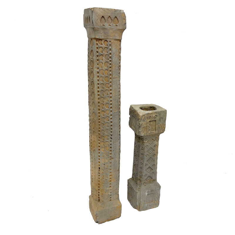 Two Han Dynasty Style Grey Terracotta Architectural Pillars