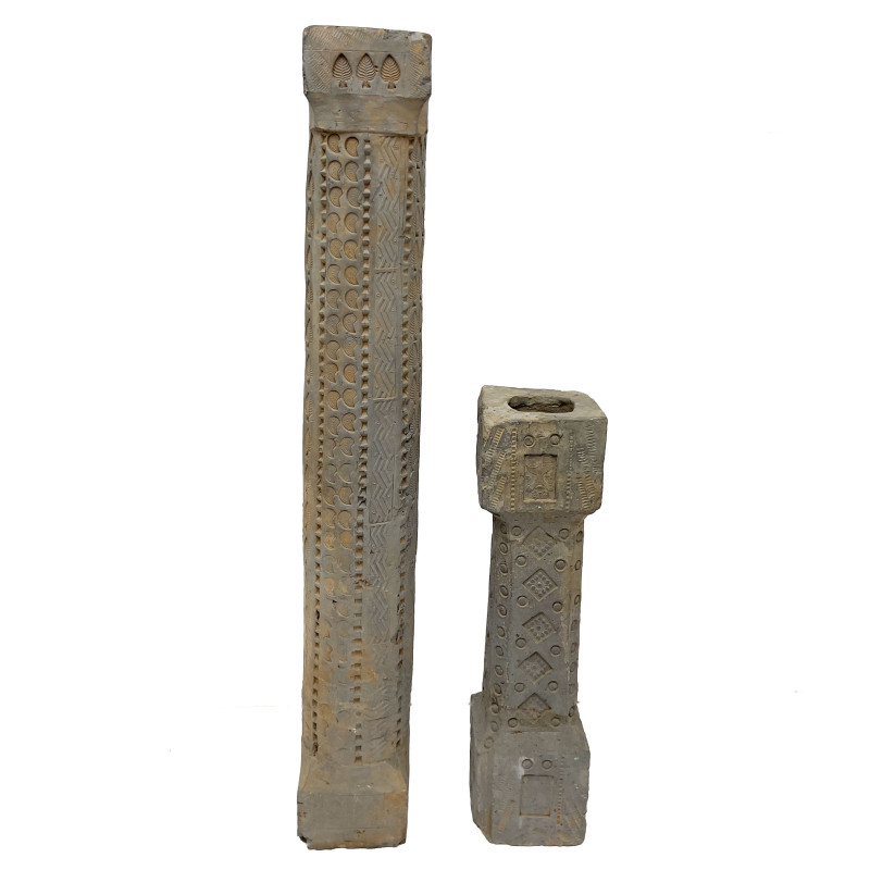 Two Han Dynasty Style Grey Terracotta Architectural Pillars
