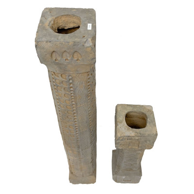 Two Han Dynasty Style Grey Terracotta Architectural Pillars