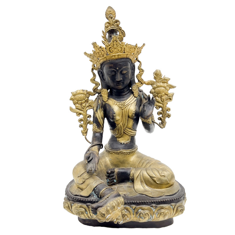 Parcel-Gilt Bronze Cast Seated Tara