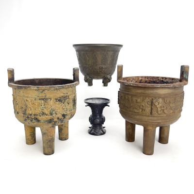 Image for Lot Group of Four Archaic Style Asian Bronze Vessels