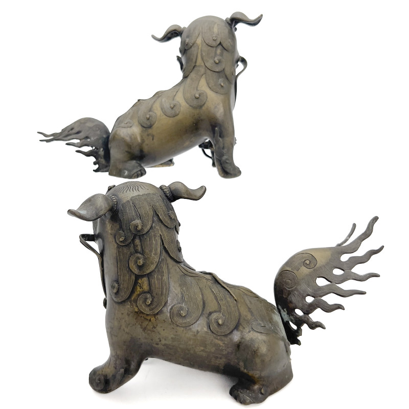 A Pair of Asian Bronze Foo Dogs