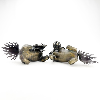 A Pair of Asian Bronze Foo Dogs